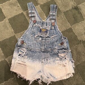 OshKosh B'gosh Two-Tone Distressed Denim Shortall - Light Blue